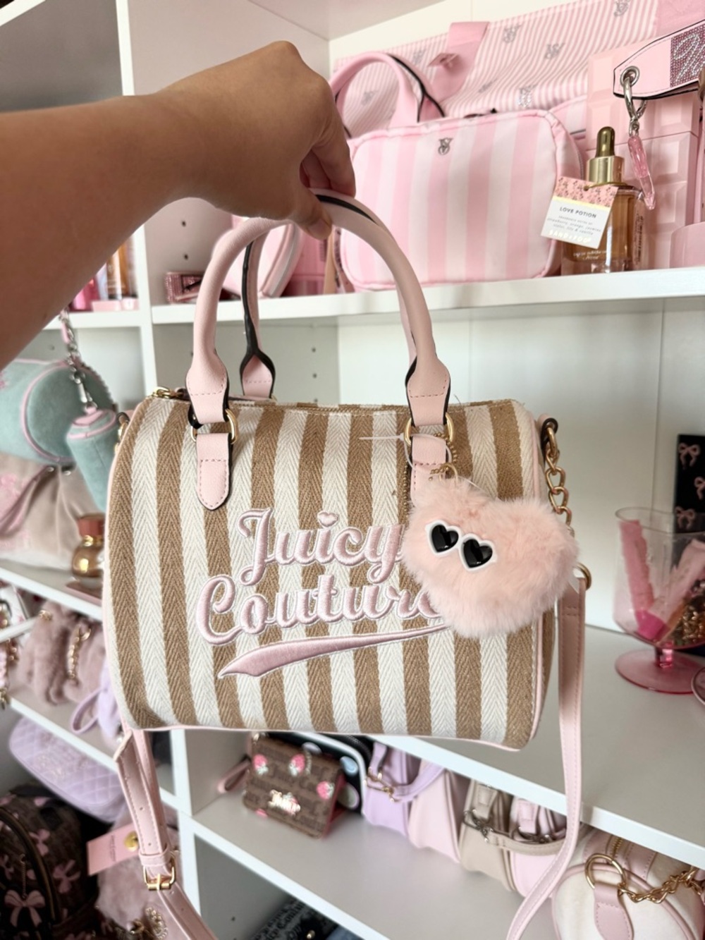 Juicy Couture “Free To Be Juicy” Pink Stripe Satchel Bag - Picture 5 of 5